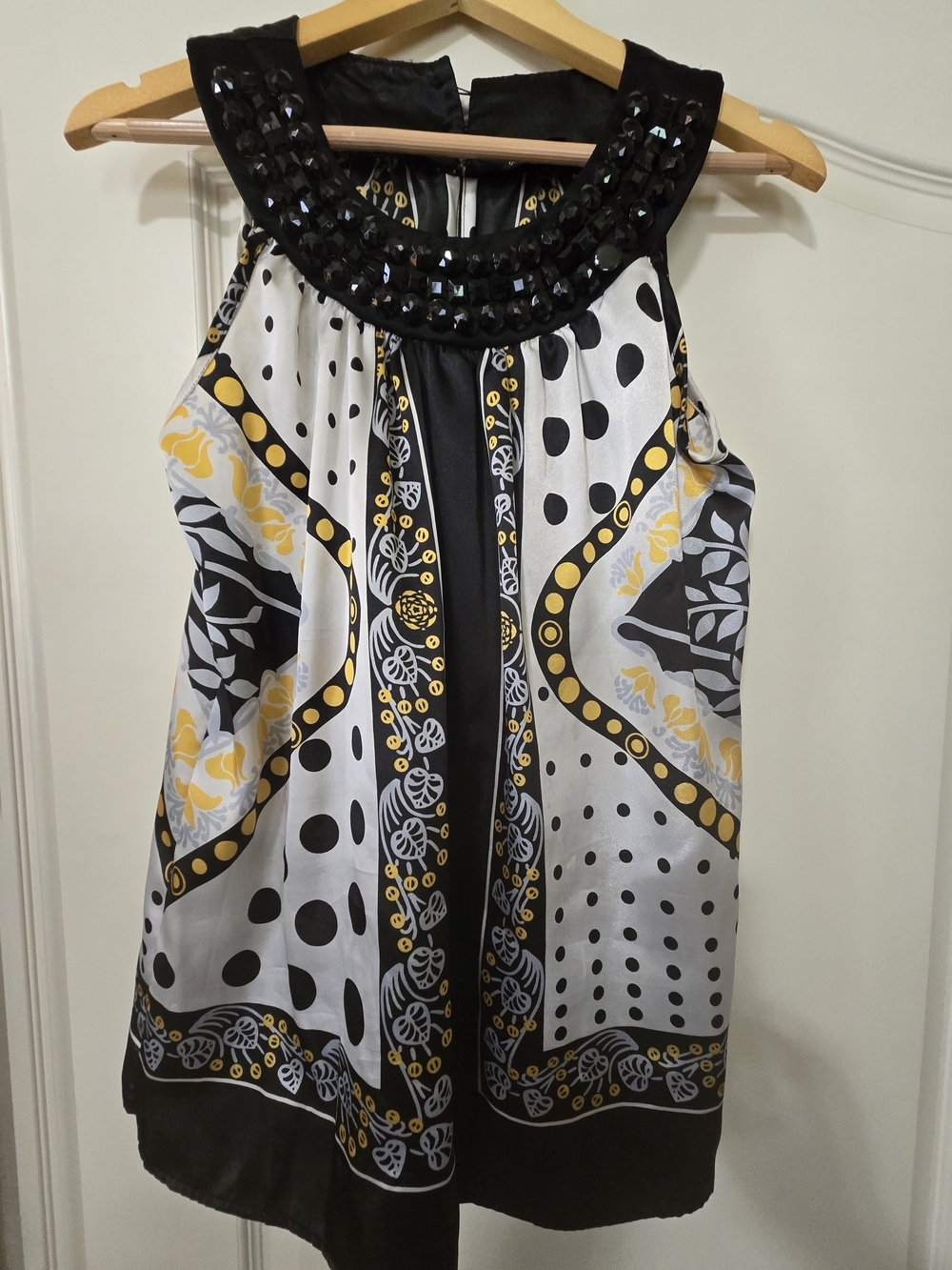 Simply Irresistible Black, White & Yellow Beaded Halter Camisole